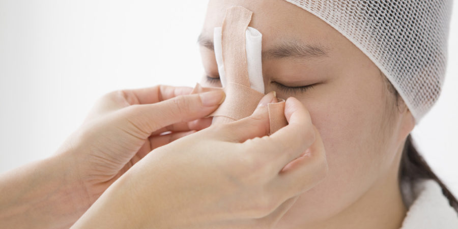 Women undergoing shaping nose